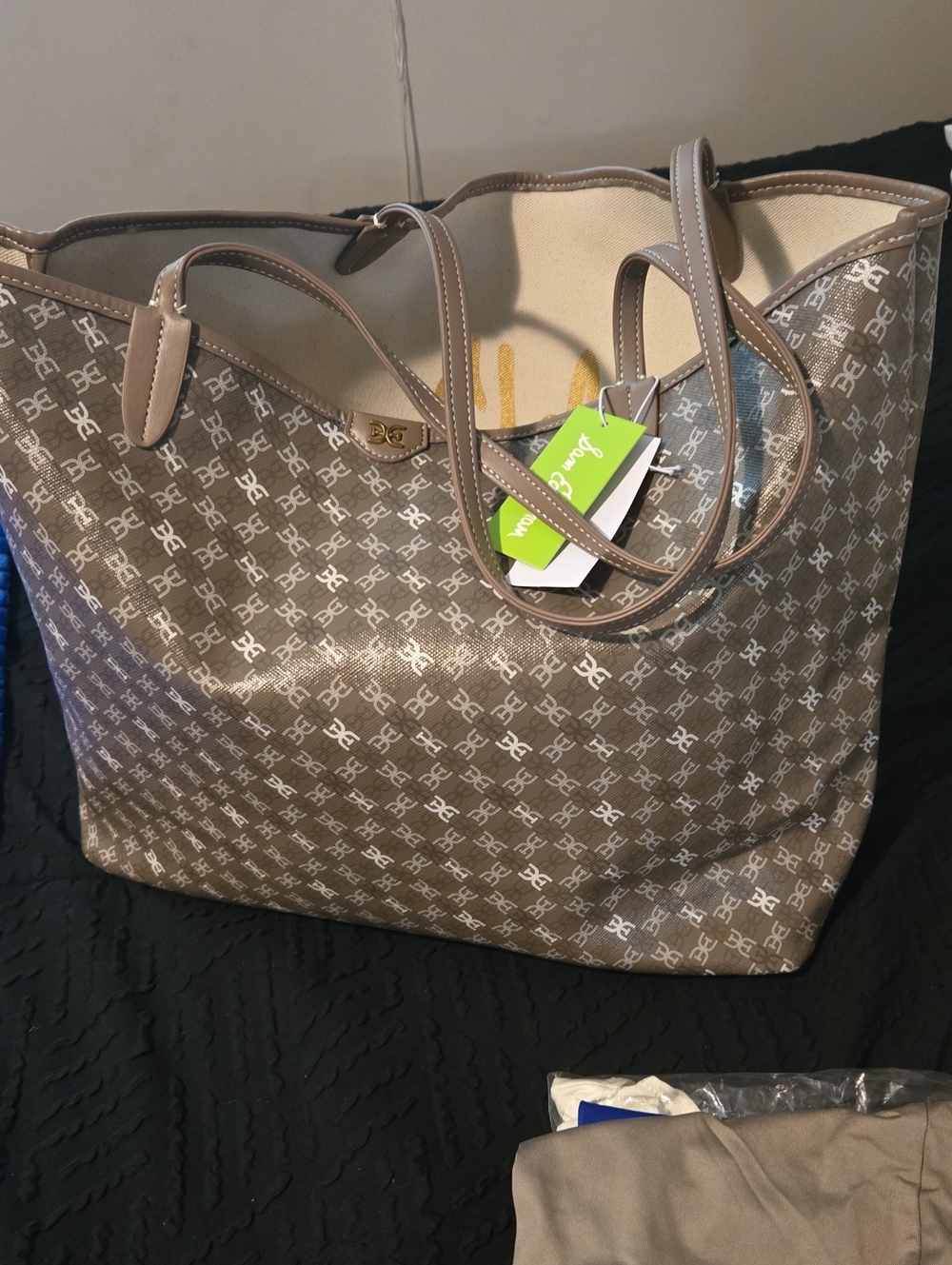 Sam Edelman Taupe Monogram Tote Bag for Women